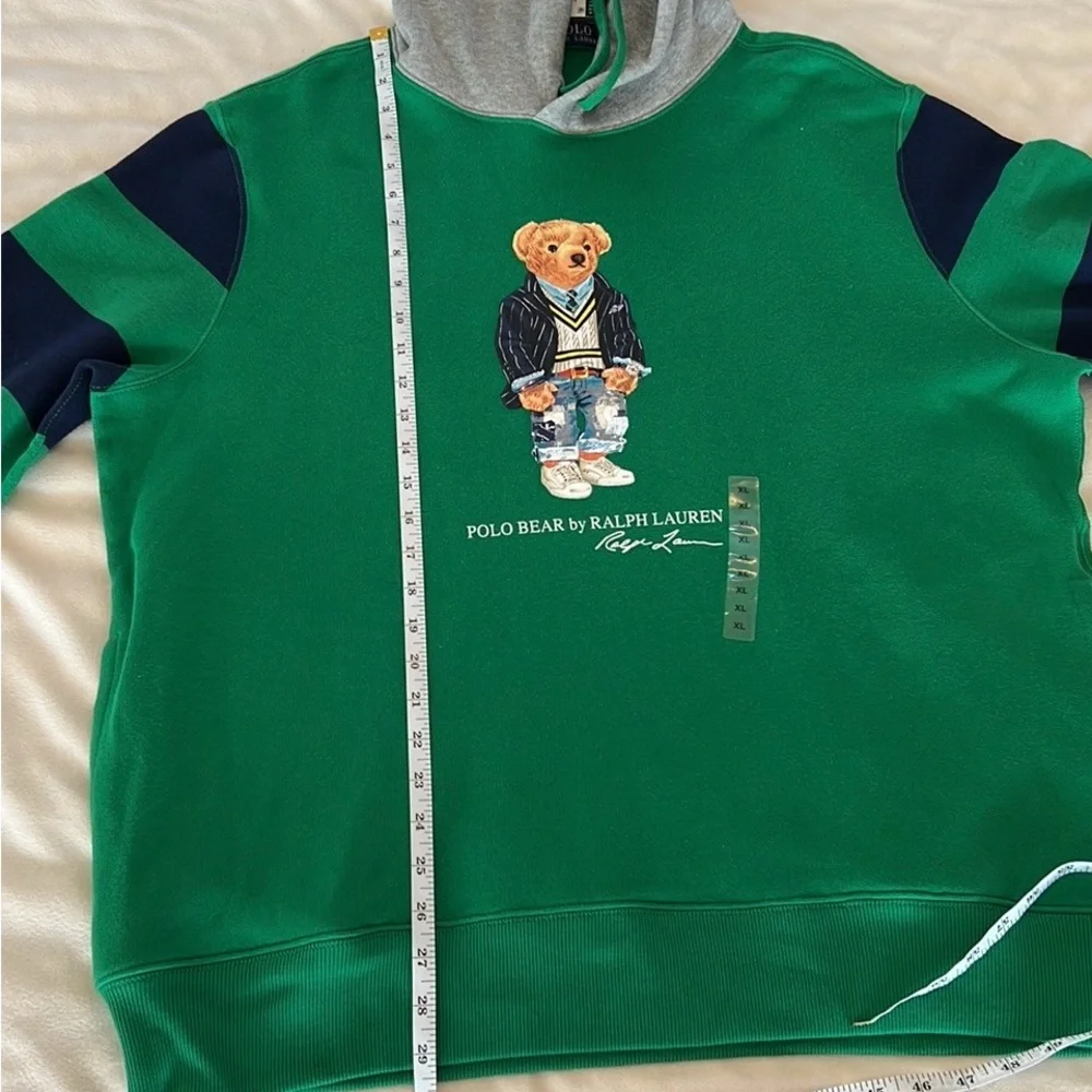 🎉Host Pick🎉Polo Ralph Lauren Green Multi Polo Bear Hoodie XL - Picture 7 of 10